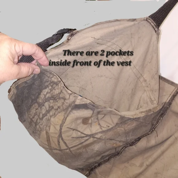 Realtree Hardwood Vintage Hunt Vest Mosquito Mask Camo 4 Pocket 1 Pouch Adjust. - Picture 11 of 15